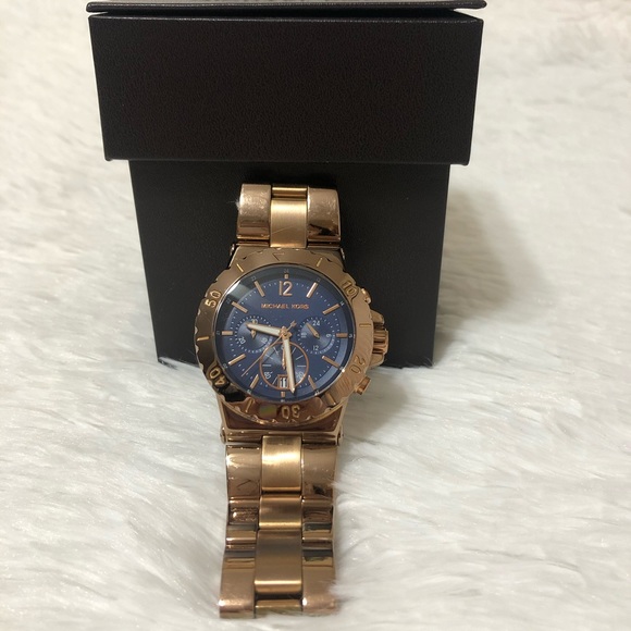Michael Kors Rose Gold and Navy Women\'s Watch